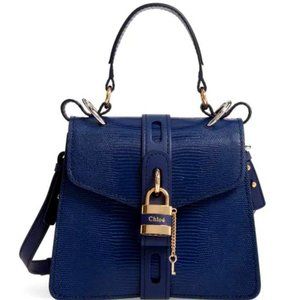 Chloe Medium Aby Lizard Embossed Calfskin Shoulder Bag In Captive Blue